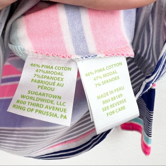 LILLY PULITZER Audelia Off the Shoulder Top True Blue Kaleidoscope Stripe, XS - Picture 6 of 8